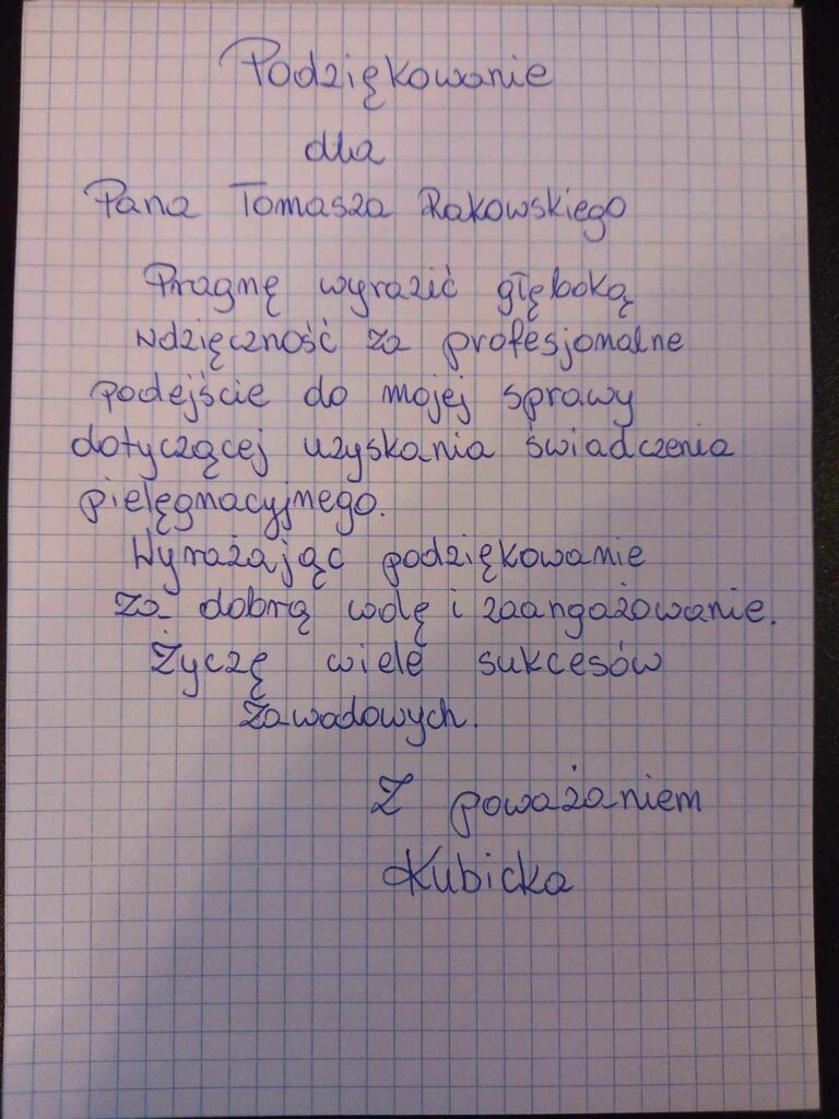 Podziękowania od klientów odszkodowania Tomasz Rakowski Nakło wypłata pieniądze zadośćuczynienie 